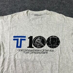 Tee Jays T-Shirt Mens XL Grey Trust Company Bank 100 Years Vintage Made in USA
